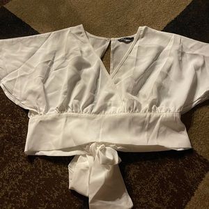 White crop top blouse